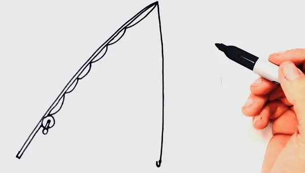 how to draw a fishing rod step by step